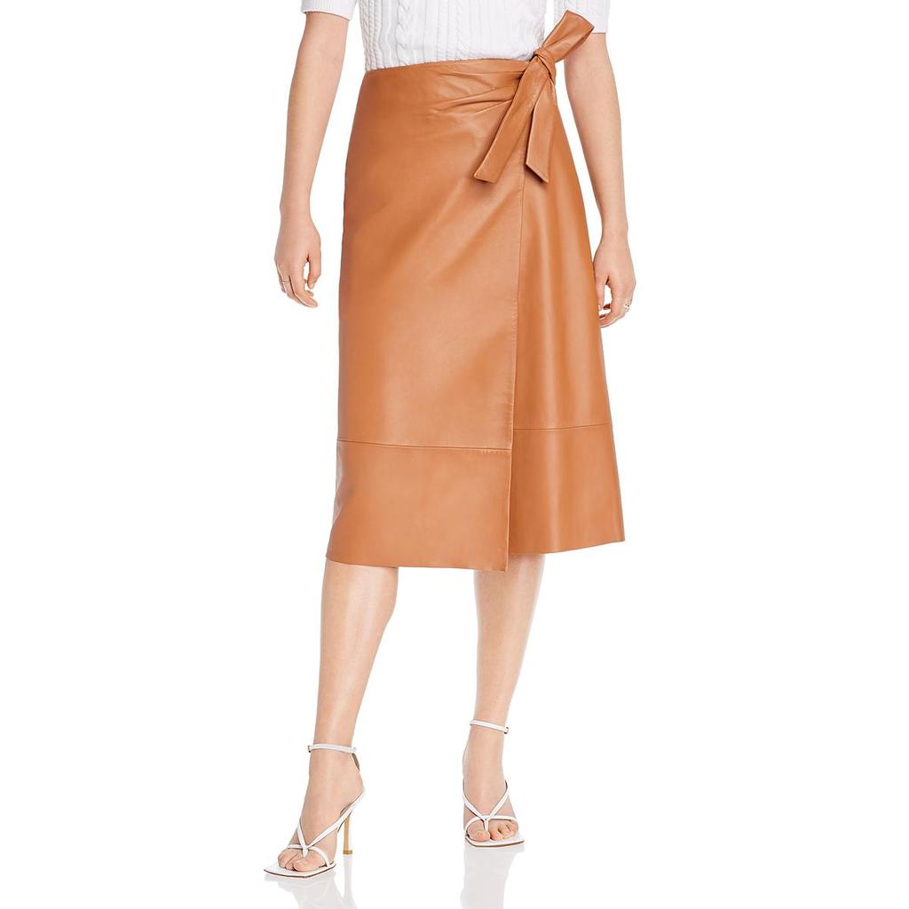 LINI Womens Leah Leather Tie Waist Wrap Skirt商品第1张图片规格展示