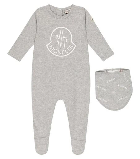 商品Moncler|Cotton onesie and bib set,价格¥1987,第1张图片