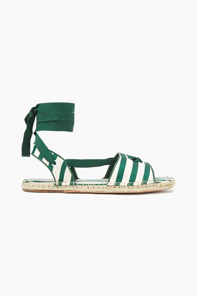 商品Zimmermann|Lace-up striped cotton-canvas espadrille sandals,价格¥741,第1张图片