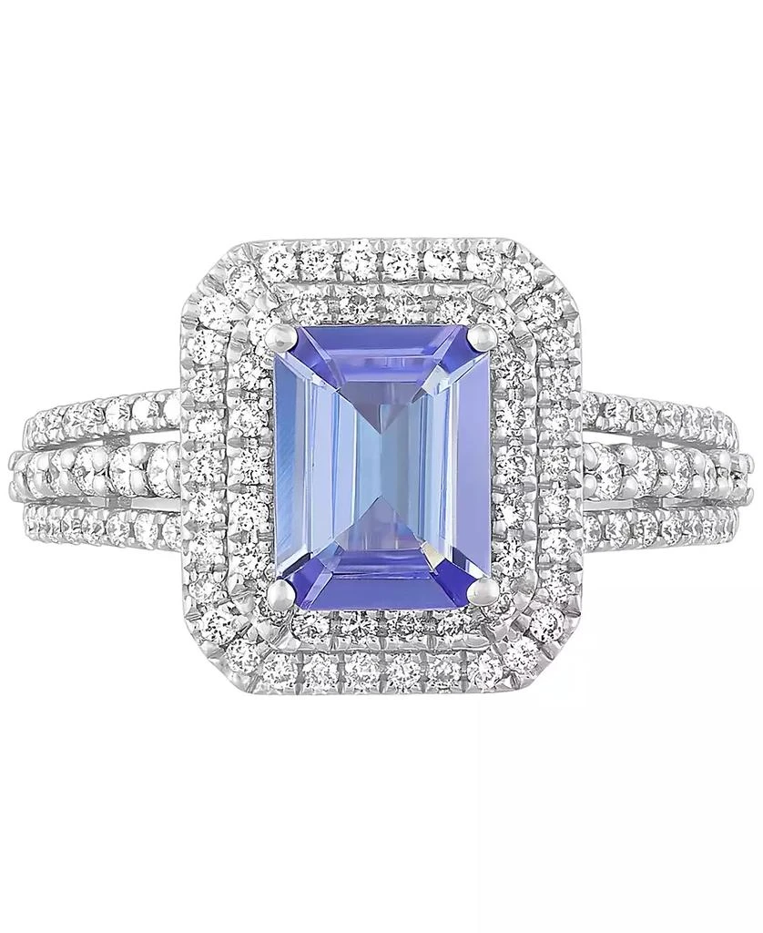 商品Macy's|Tanzanite (1-3/4 ct. t.w.) & Diamond (5/8 ct. t.w.) Double Halo Multirow Ring in 14k White Gold,价格¥34347,第3张图片详细描述