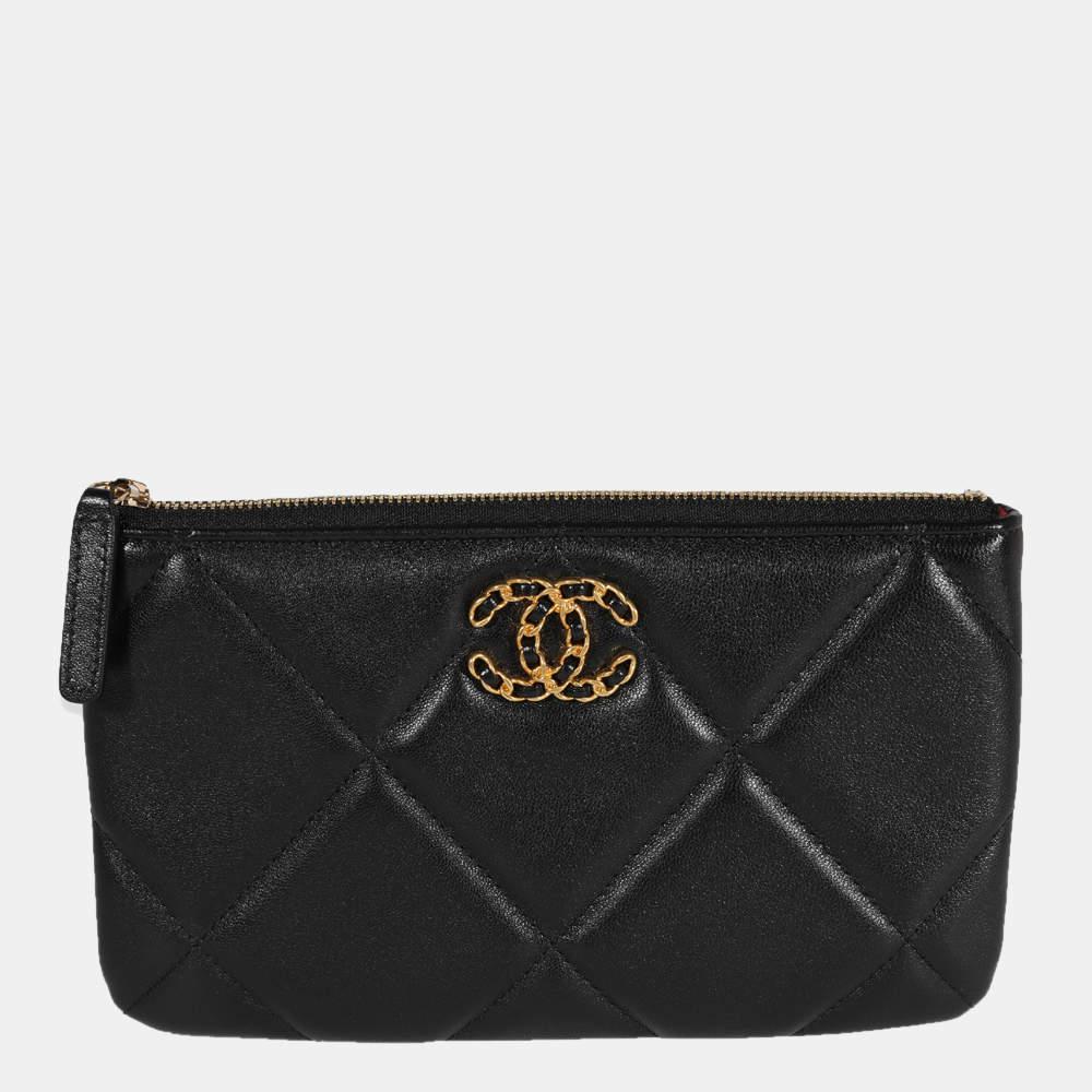 Chanel Black Lambskin Quilted Leather Chanel 19 O Case Clutch Bag商品第1张图片规格展示