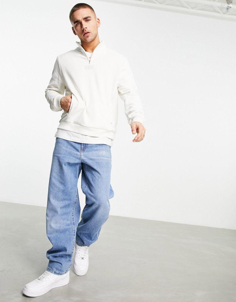 Fila half zip sweatshirt with logo in white商品第2张图片规格展示