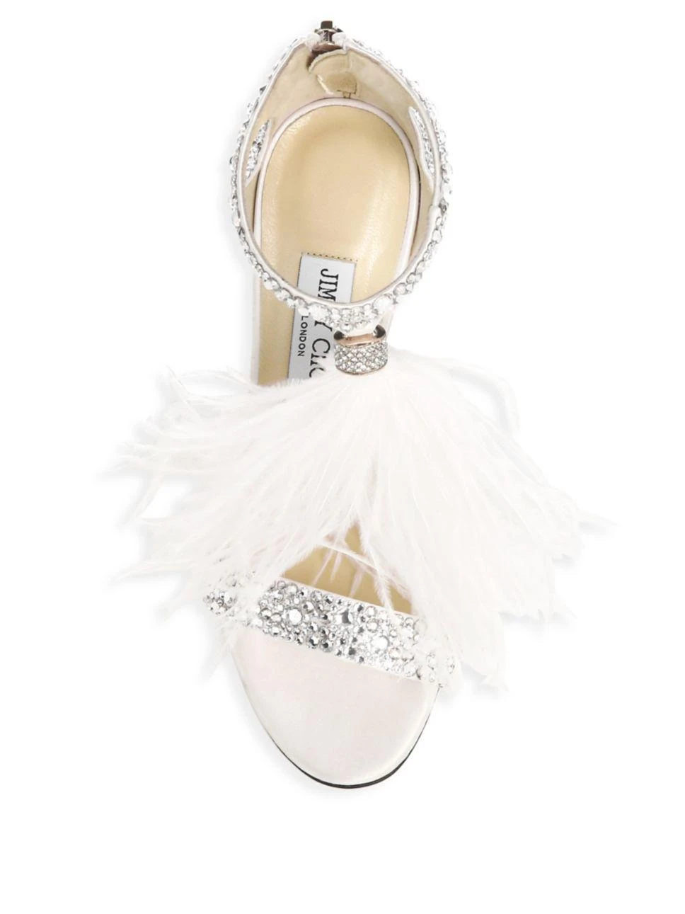 商品Jimmy Choo|Jimmy Choo - Viola Feather-Tassel Crystal-Embellished Satin Sandals,价格¥5706,第4张图片详细描述