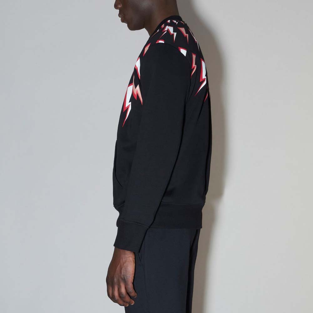 NEIL BARRETT 男士黑色棉质闪电印花圆领卫衣 BJS012SR-526S-3205商品第4张图片规格展示