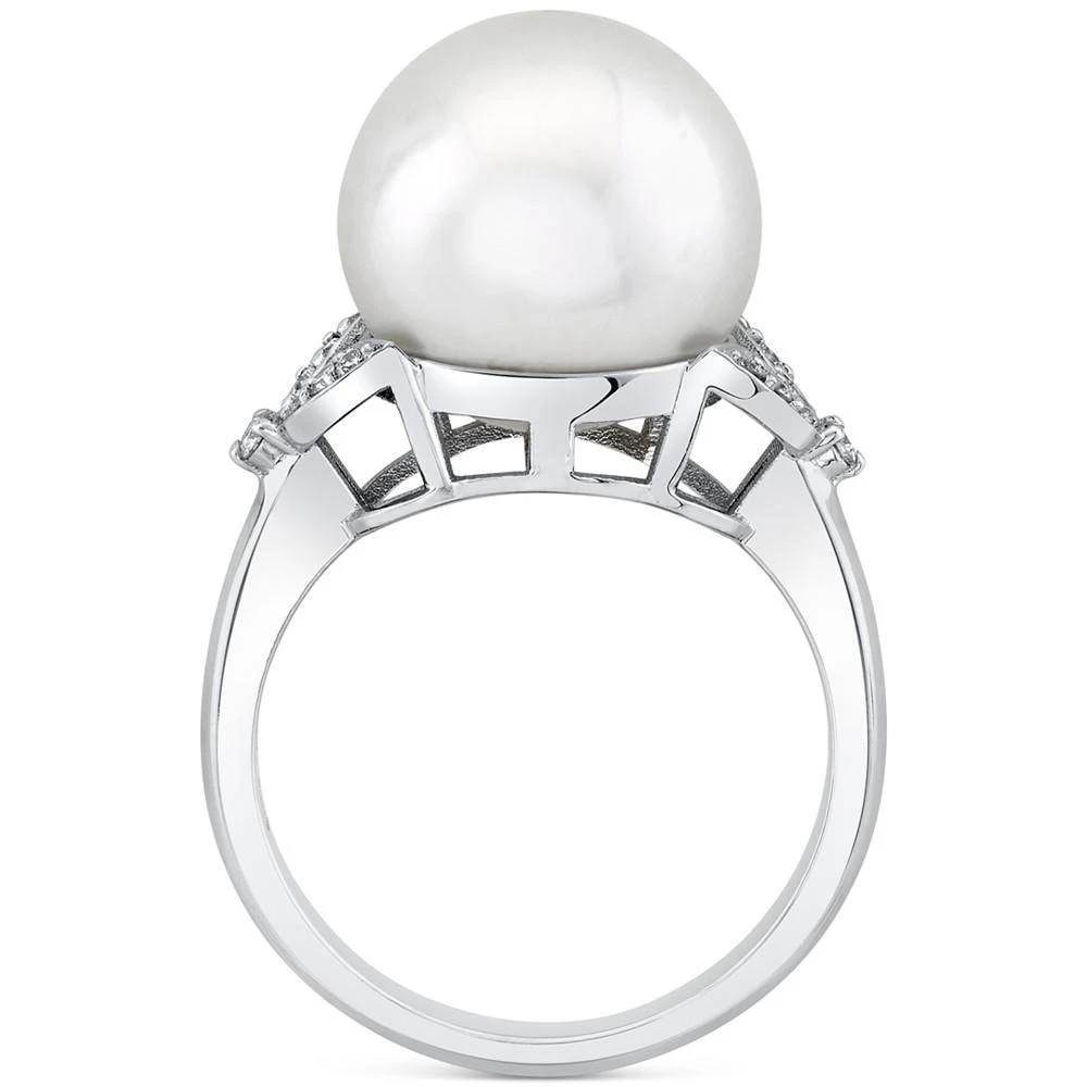 商品Macy's|Cultured South Sea Pearl (12mm) & Diamond (1/8 ct. t.w.) Ring in 10k White Gold,价格¥3945,第3张图片详细描述