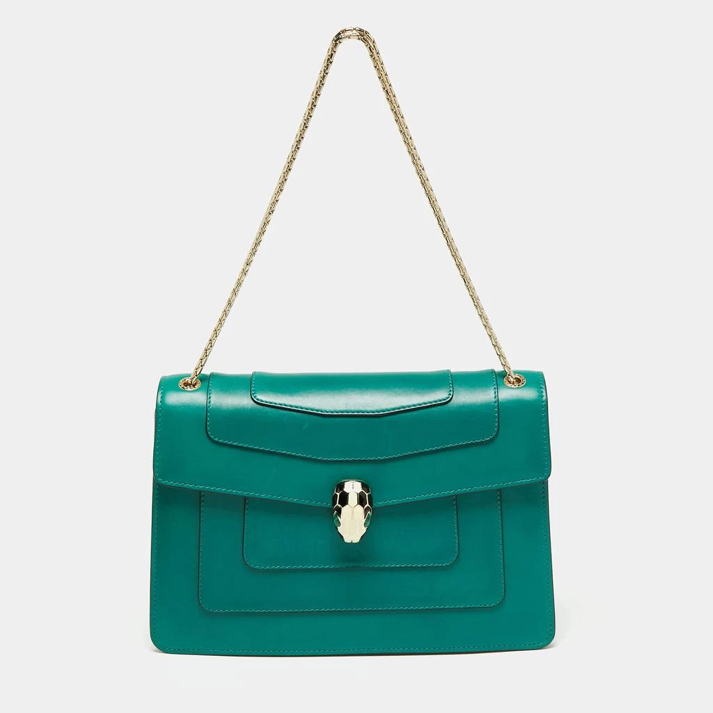 商品[二手商品] BVLGARI|Bvlgari Green Leather Medium Serpenti Forever Flap Shoulder Bag,价格¥9446,第1张图片