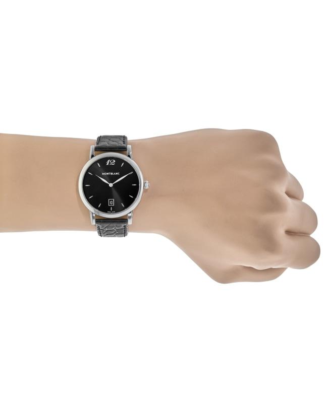 Montblanc Star Classique Date Black Dial Leather Strap Men's Watch 108769商品第4张图片规格展示