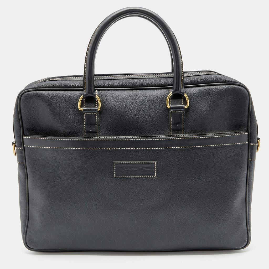 商品[二手商品] Dior|Dior Black Honeycomb Coated Canvas and Leather Vintage Briefcase,价格¥3401,第1张图片