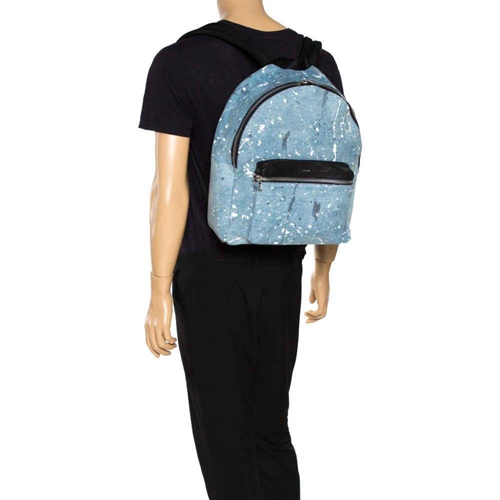 商品[二手商品] AMIRI|Amiri Wash Blue/Black Paint Denim and Leather Splatter Backpack,价格¥1514,第2张图片详细描述