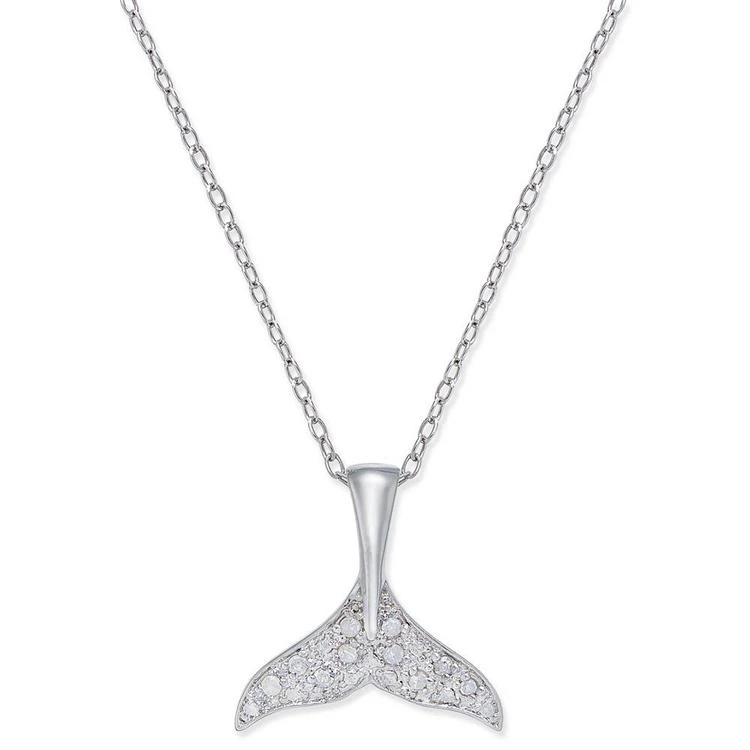 商品Macy's|Diamond Whale Tail Pendant Necklace (1/10 ct. t.w.) in Sterling Silver,价格¥163,第1张图片