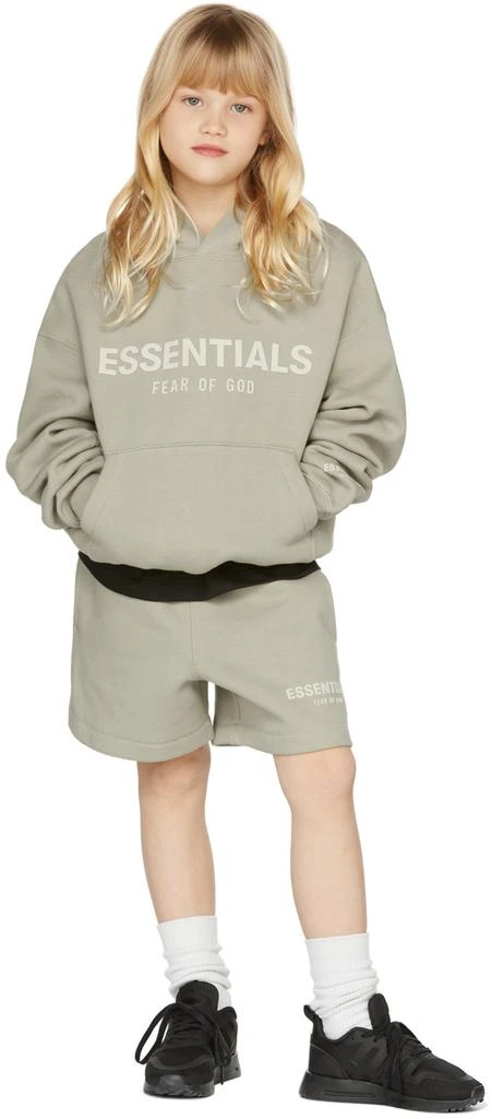 商品Essentials|儿童绿色抓绒徽标短裤,价格¥348,第1张图片