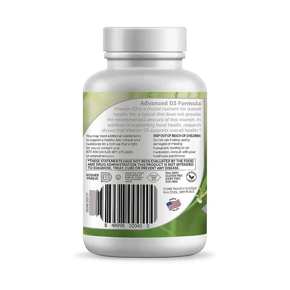 商品Zahler|Vitamin D3 3000 IU - 250 Softgels,价格¥150,第3张图片详细描述