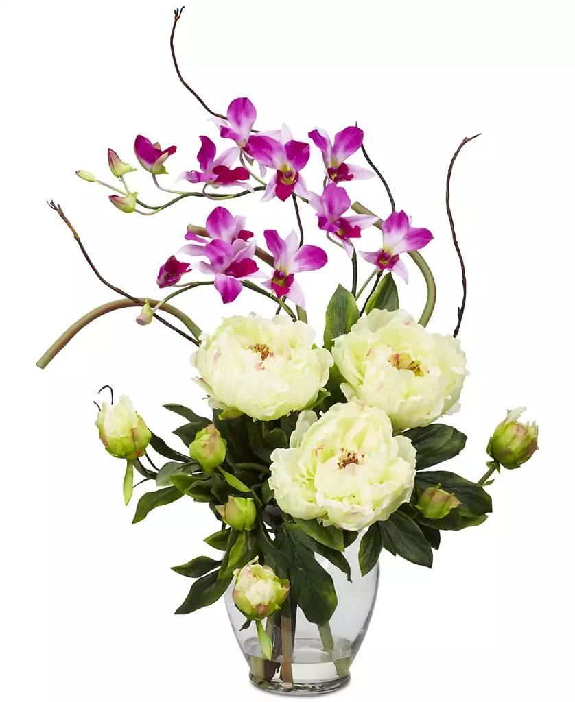 商品NEARLY NATURAL|Peony & Orchid Artificial Flower Arrangement,价格¥600,第1张图片