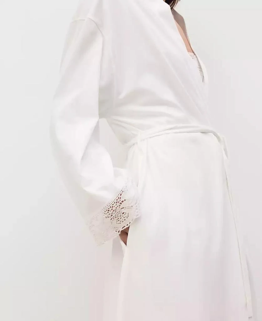 商品Mango|Women's Lace Detail Cotton Robe,价格¥464,第3张图片详细描述