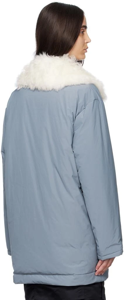 商品Yves Salomon|SSENSE Exclusive Blue Single-Breasted Shearling Down Coat,价格¥1784,第3张图片详细描述