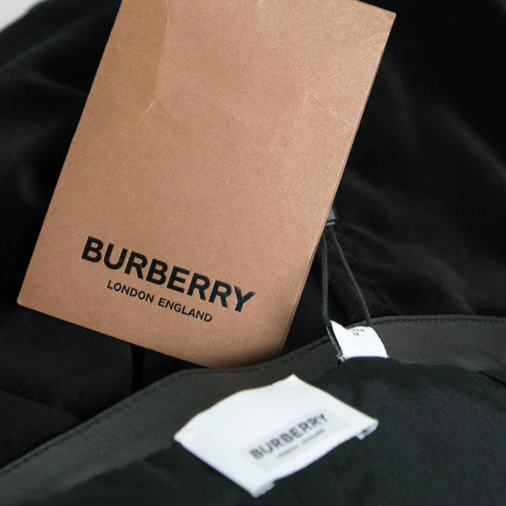 Burberry Black Velvet Leather Trimmed Pocketed Skirt S 商品