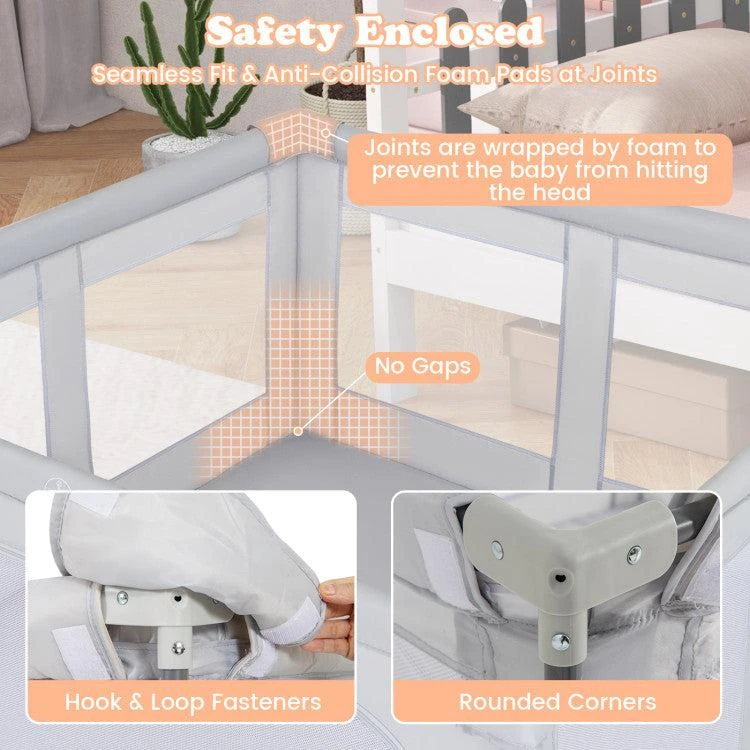 商品Hivvago|Baby Playpen Foldable Toddlers Play Yard with Zipper Gate Small,价格¥932,第2张图片详细描述