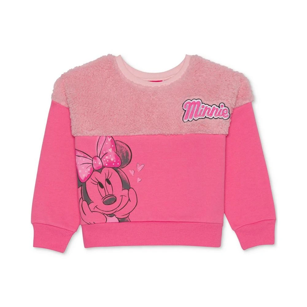 商品Disney|Little Girls Minnie Mouse Long Sleeve Sherpa Fleece Pullover Sweatshirt,价格¥63,第1张图片