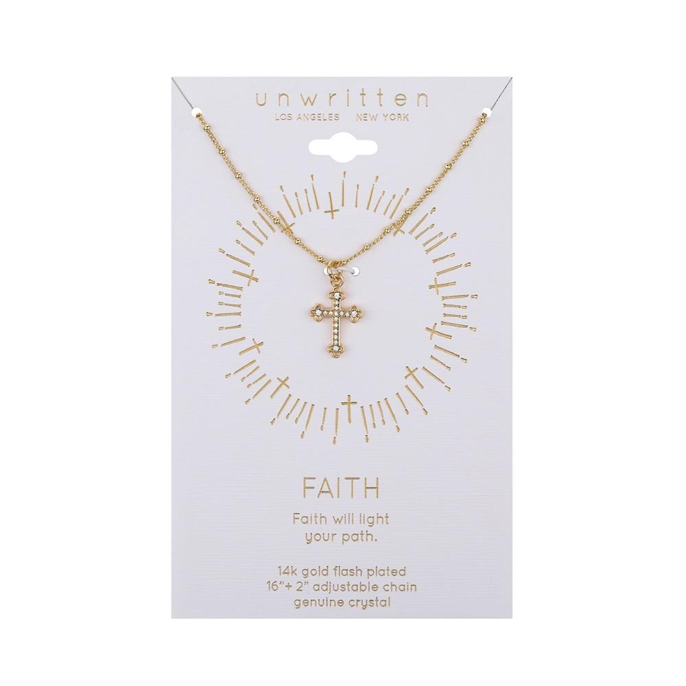 14k Gold Plated Crystal Cross Pendant Necklace商品第3张图片规格展示