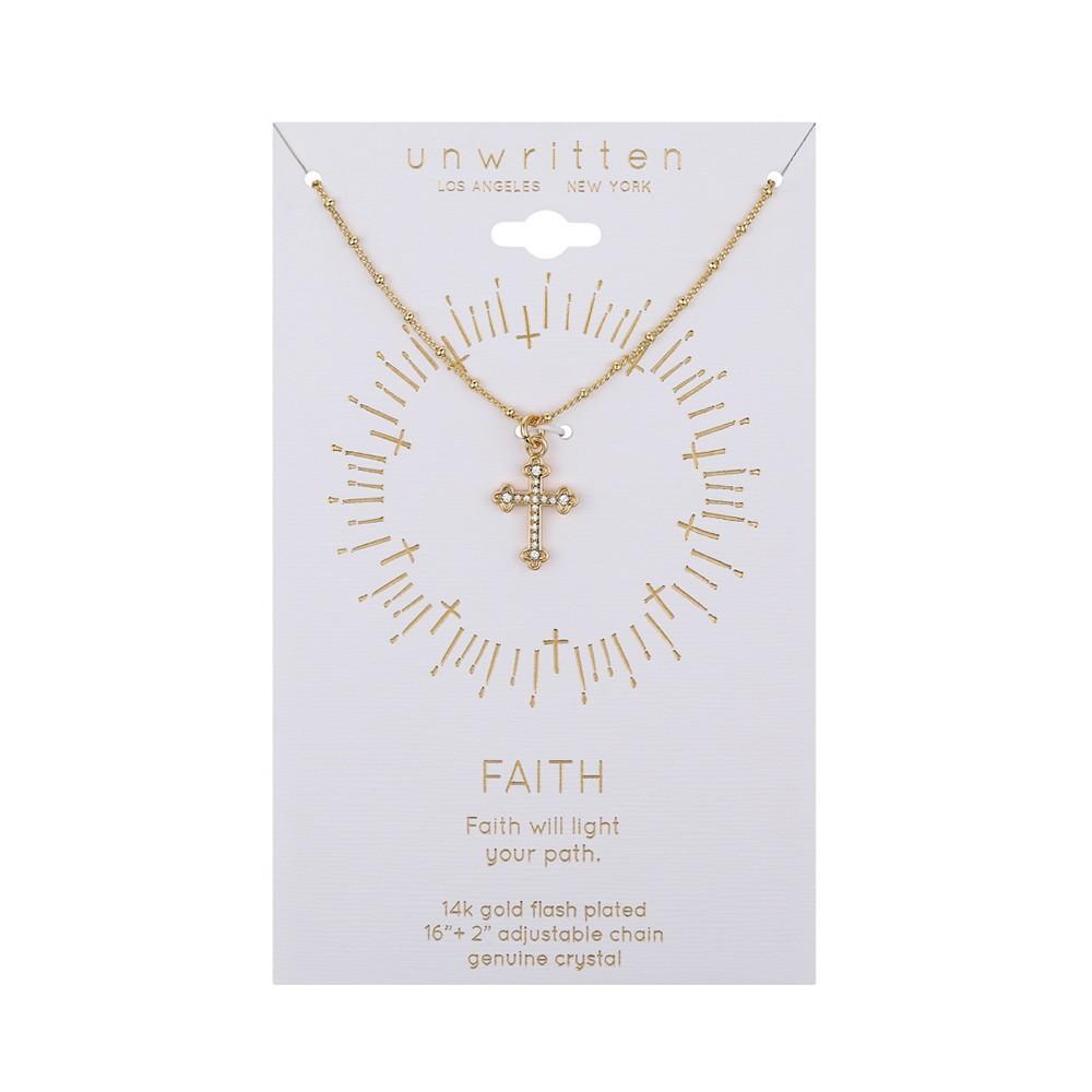 商品Unwritten|14k Gold Plated Crystal Cross Pendant Necklace,价格¥194,第5张图片详细描述