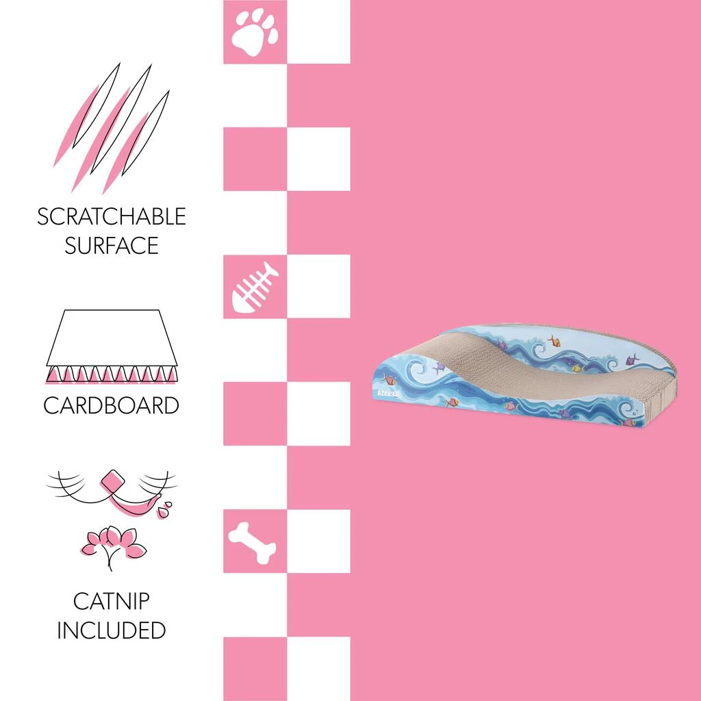 Kokomo 23.75" Coastal Cardboard Lounge Bed Cat Scratcher with Catnip, Blue 商品