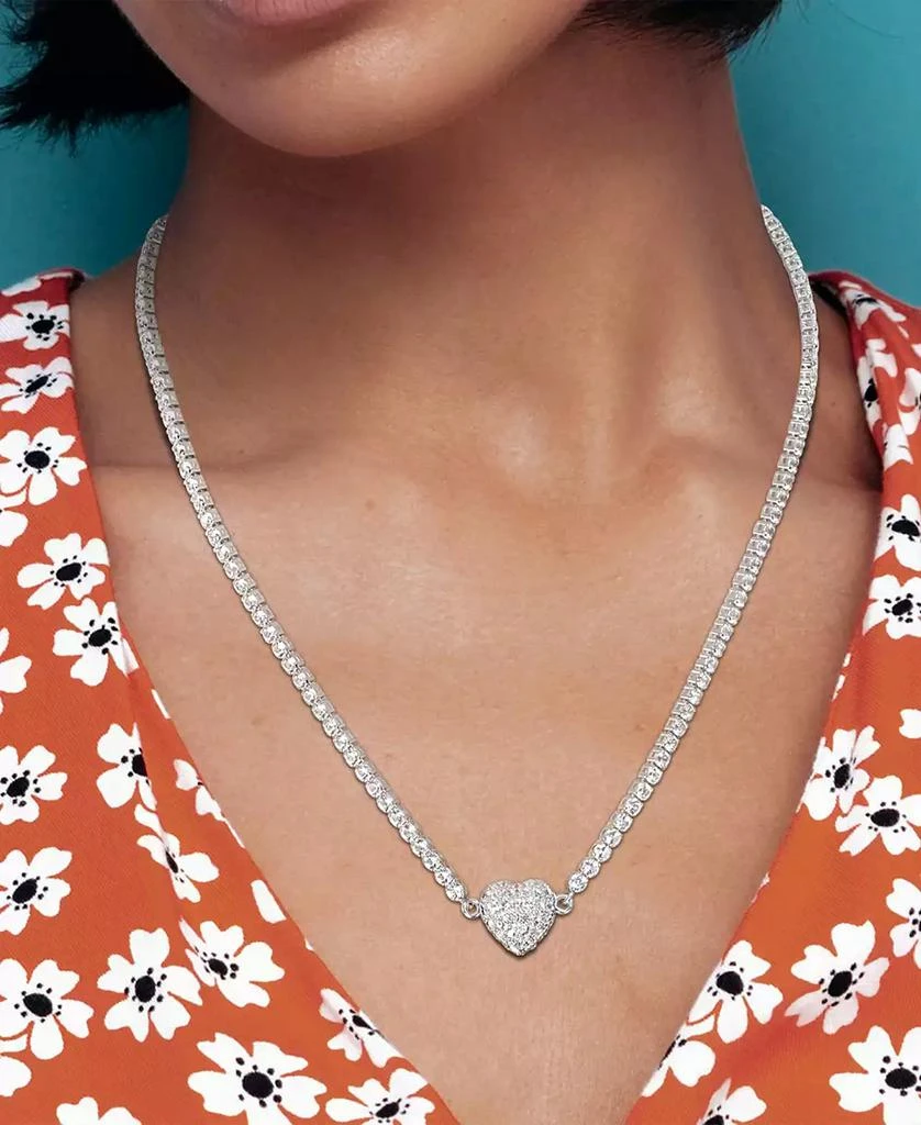 商品Macy's|Lab-Created Ruby (13 ct. t.w.) & Lab Created White Sapphire (1-1/4 ct. t.w.) Heart 17" Pendant Necklace in Sterling Silver,价格¥1709,第2张图片详细描述
