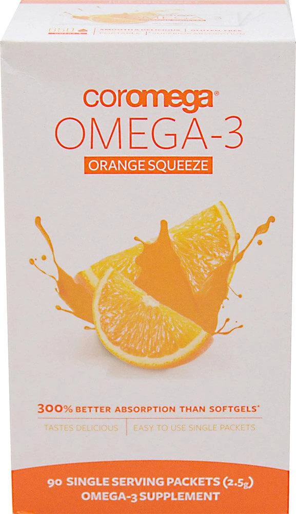 商品Coromega|Coromega Omega-3 Squeeze Orange 90 Packets,价格¥222,第1张图片
