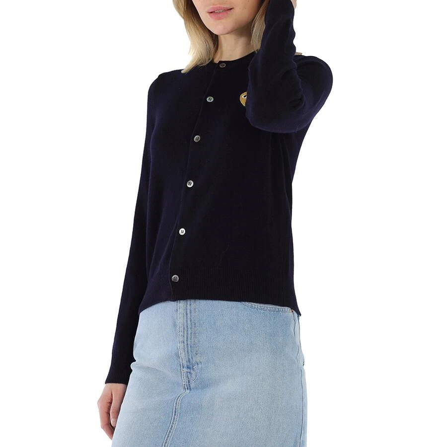 商品Comme des Garcons|Ladies Gold Heart Crewneck Cardigan In Navy,价格¥1415,第3张图片详细描述