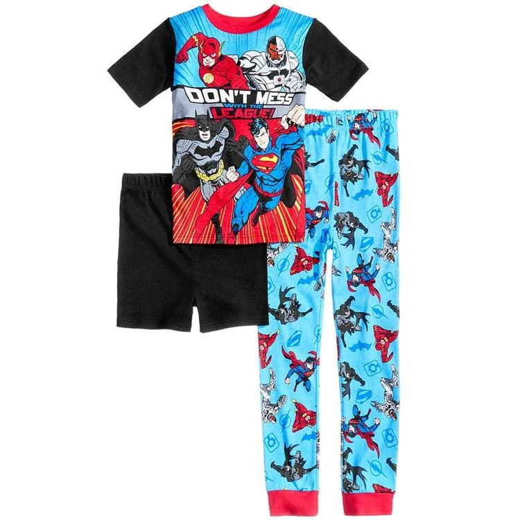 商品DC Comics|Justice League 3-Pc. Cotton Pajama Set, Little Boys (4-7) & Big Boys (8-20),价格¥150,第1张图片