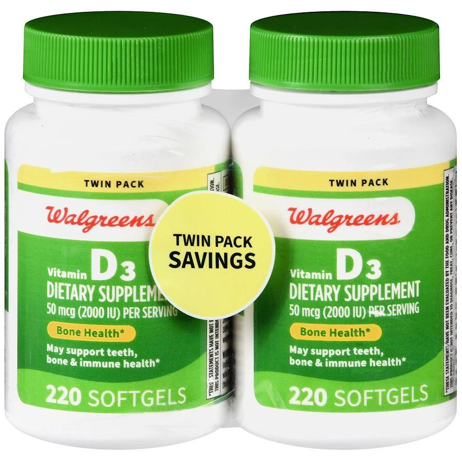 商品Walgreens|Vitamin D3 50 mcg Softgels (440 days),价格¥261,第1张图片