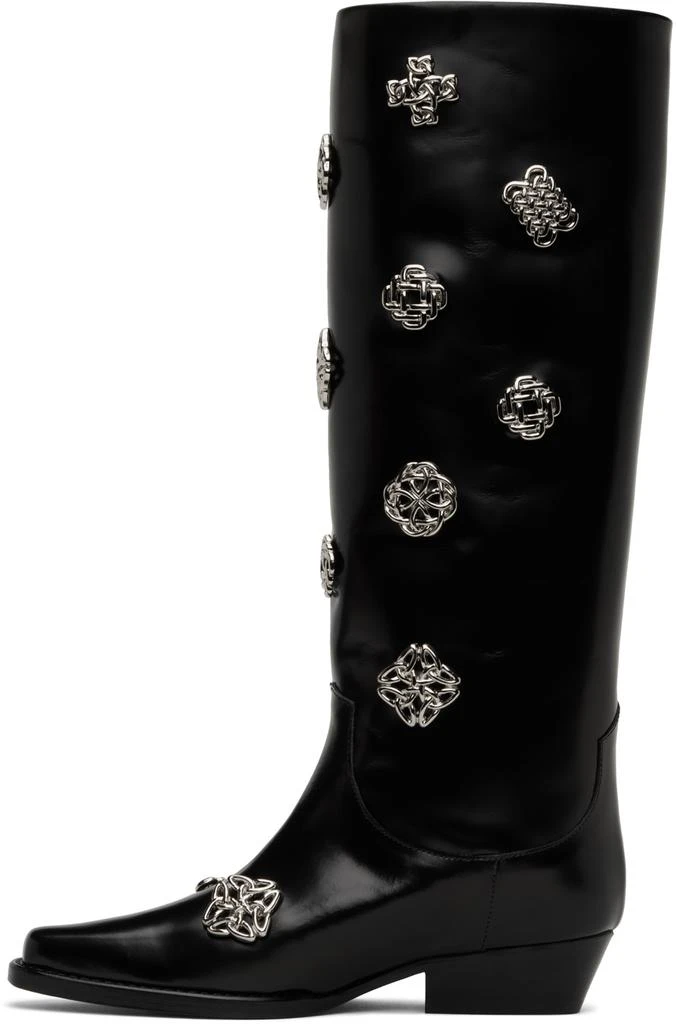 商品Toga Pulla|SSENSE Exclusive Black Leather Embellished Tall Boots,价格¥4841,第3张图片详细描述