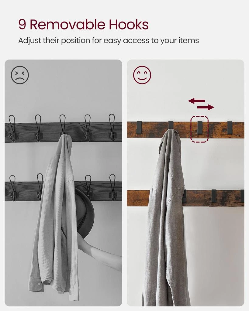 商品BreeBe|Industrial Coat Rack with Bench for Entryway,价格¥770,第4张图片详细描述