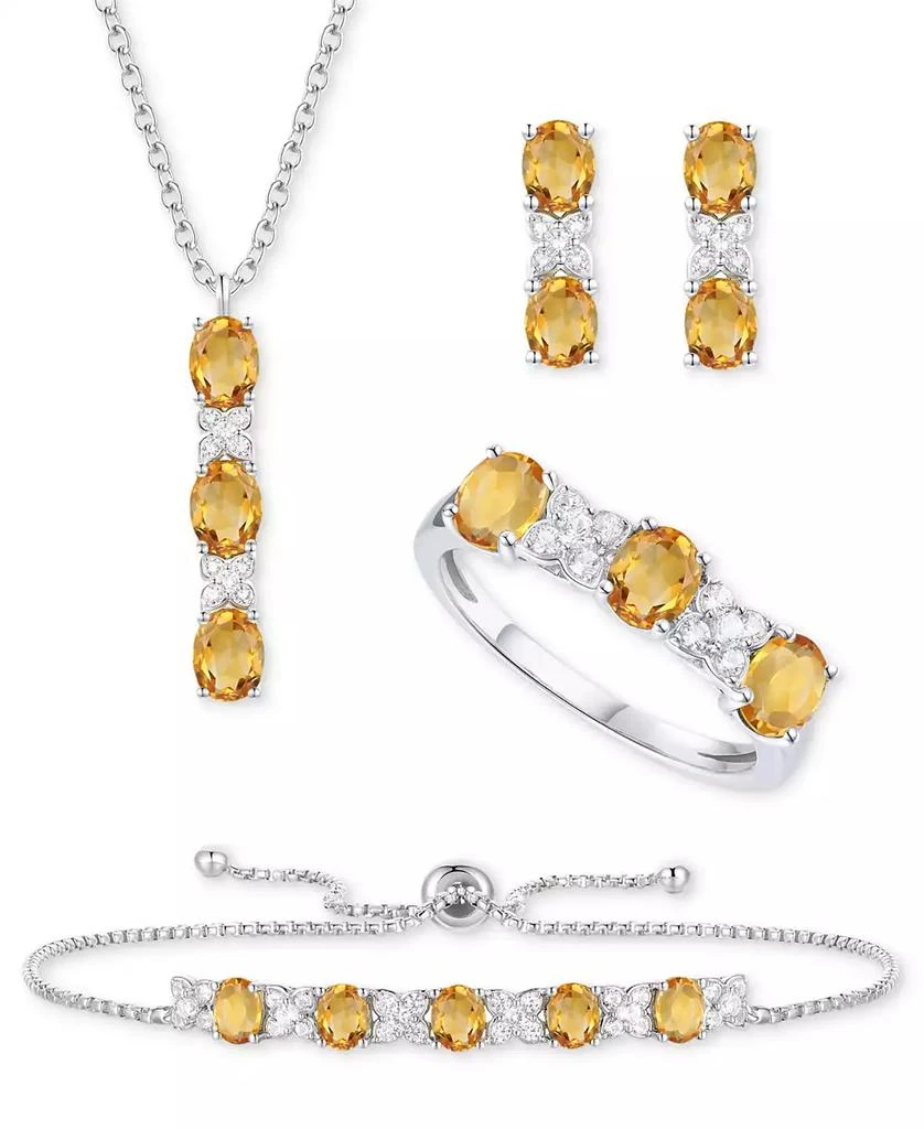 商品Macy's|5-Pc. Set Amethyst (4-5/8 ct. t.w.) & Lab-Grown White Sapphire (3/4 ct. t.w.) Ring, Pendant Necklace, Bracelet, & Stud Earrings in Sterling Silver (Also in Additional Gemstones),价格¥1186,第1张图片