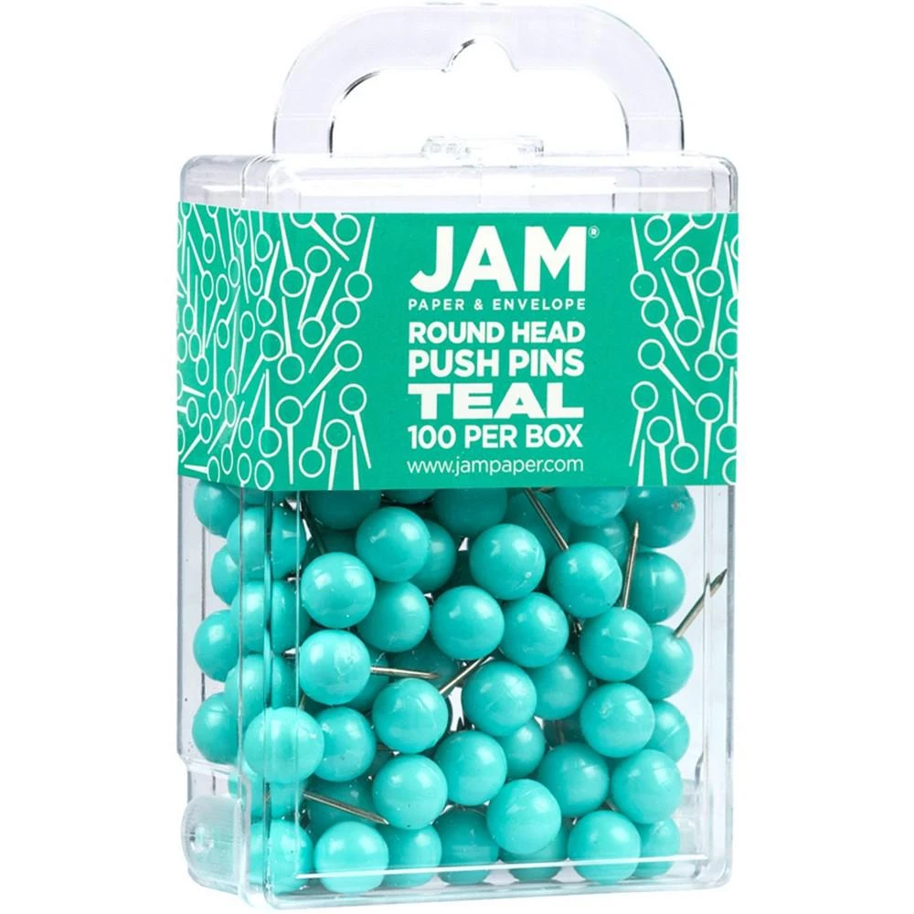 商品JAM Paper|Colorful Push Pins - Round Head Map Thumb Tacks Pushpins - 100 Per Pack,价格¥90,第3张图片详细描述