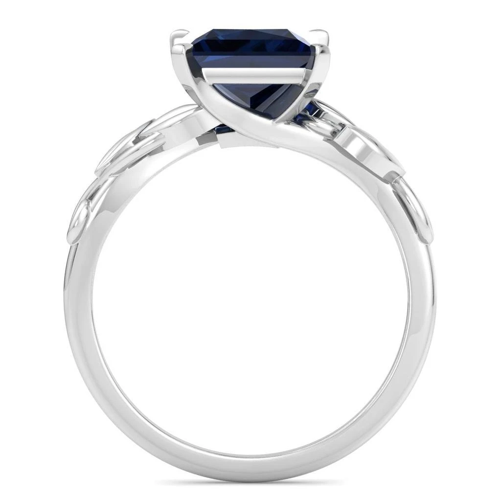 商品SSELECTS|1 1/2 Carat Princess Shape Sapphire Ornate Ring In 14K White Gold,价格¥4446,第3张图片详细描述