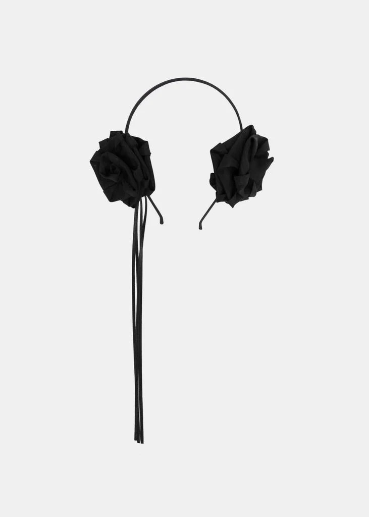 商品Alessandra Rich|Alessandra Rich Black Roses Moire Headband,价格¥2084,第1张图片