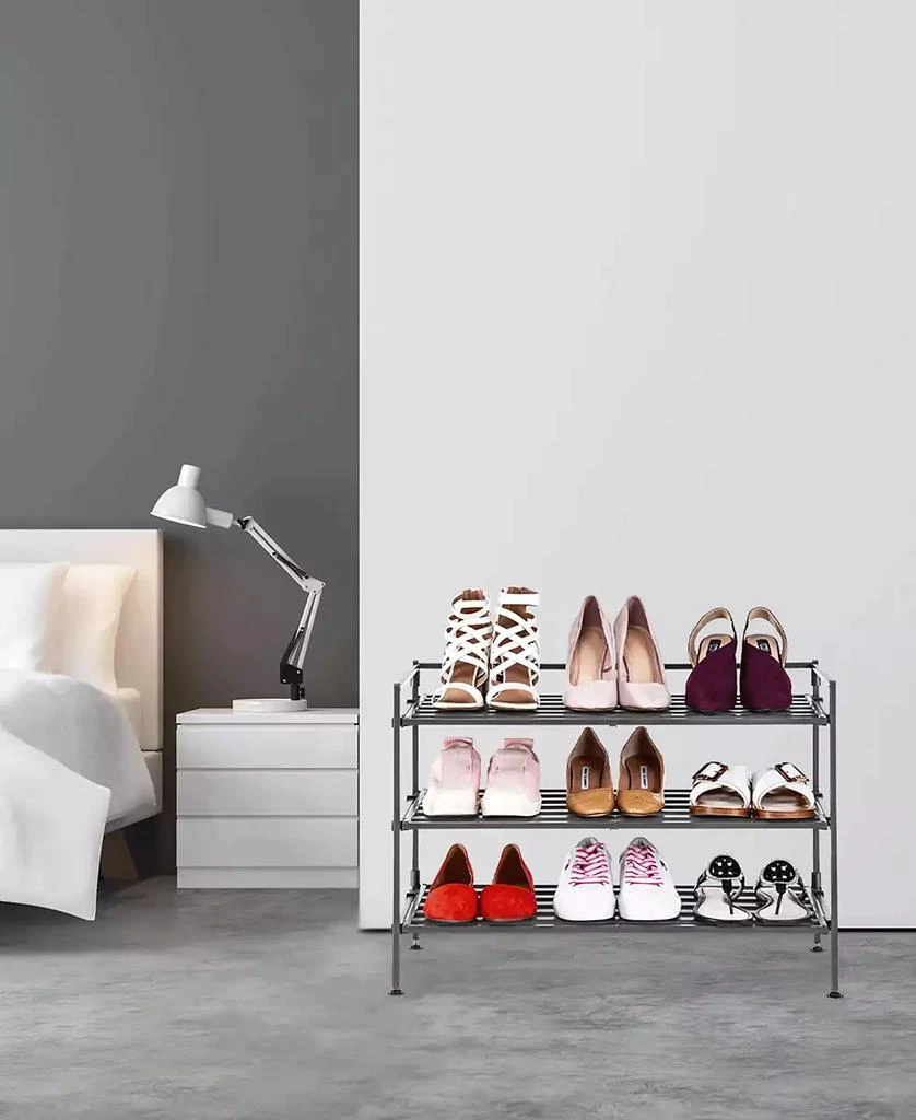 商品Seville Classics|3-Tier Stackable 9-Pair Resin Slat Shoe Rack,价格¥469,第5张图片详细描述