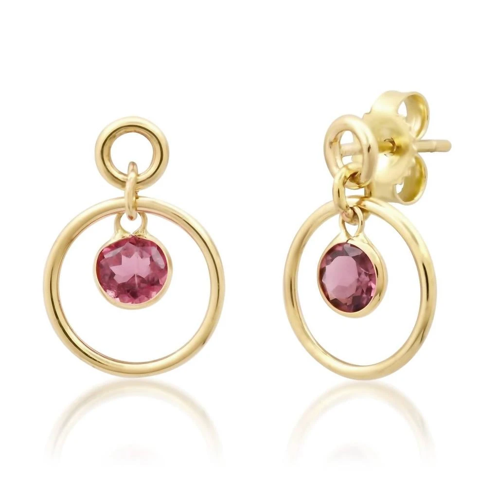 商品Elliot Young|Women's 14K Double Circle Studs In Pink Tourmaline,价格¥2610,第1张图片