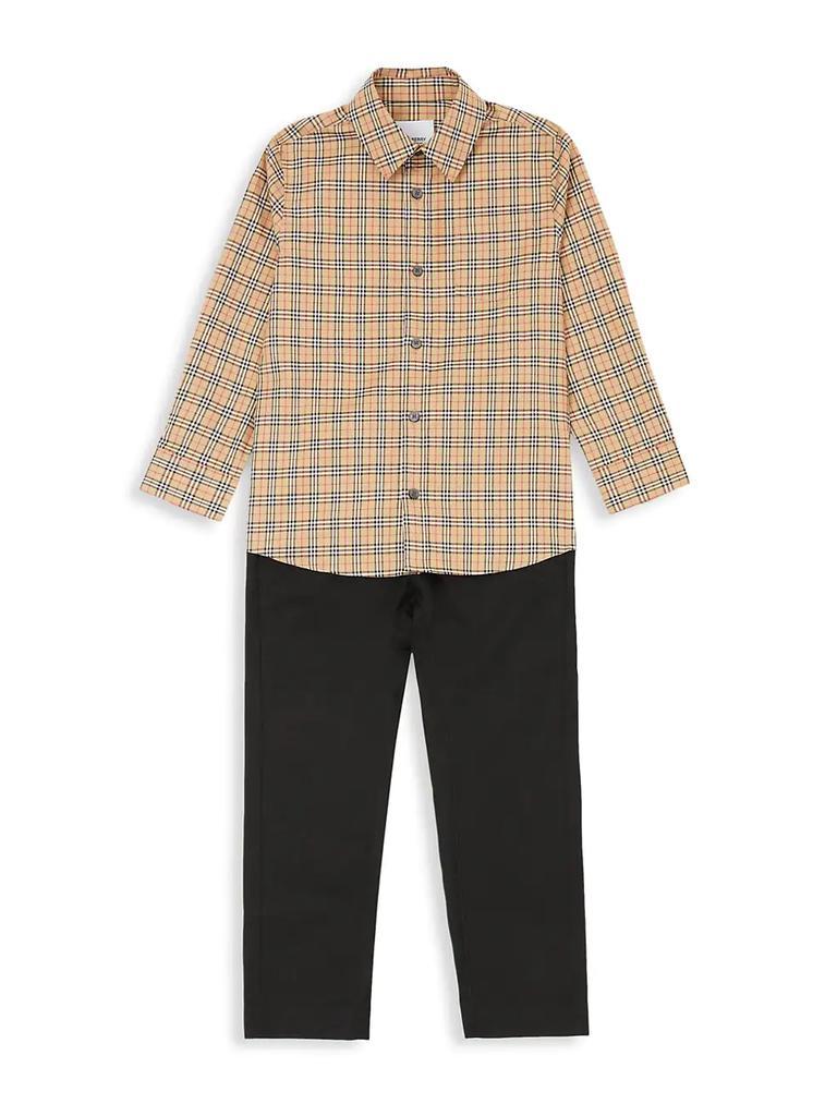 商品Burberry|Little Boy's & Boy's Check Stretch Shirt,价格¥1847,第4张图片详细描述