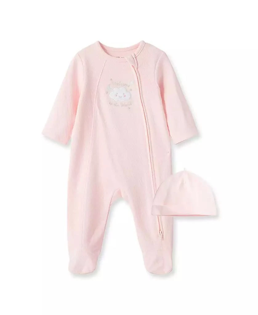 商品Little Me|Baby Girls New World Girl Footed Coverall with Hat, 2 Piece Set,价格¥98,第1张图片