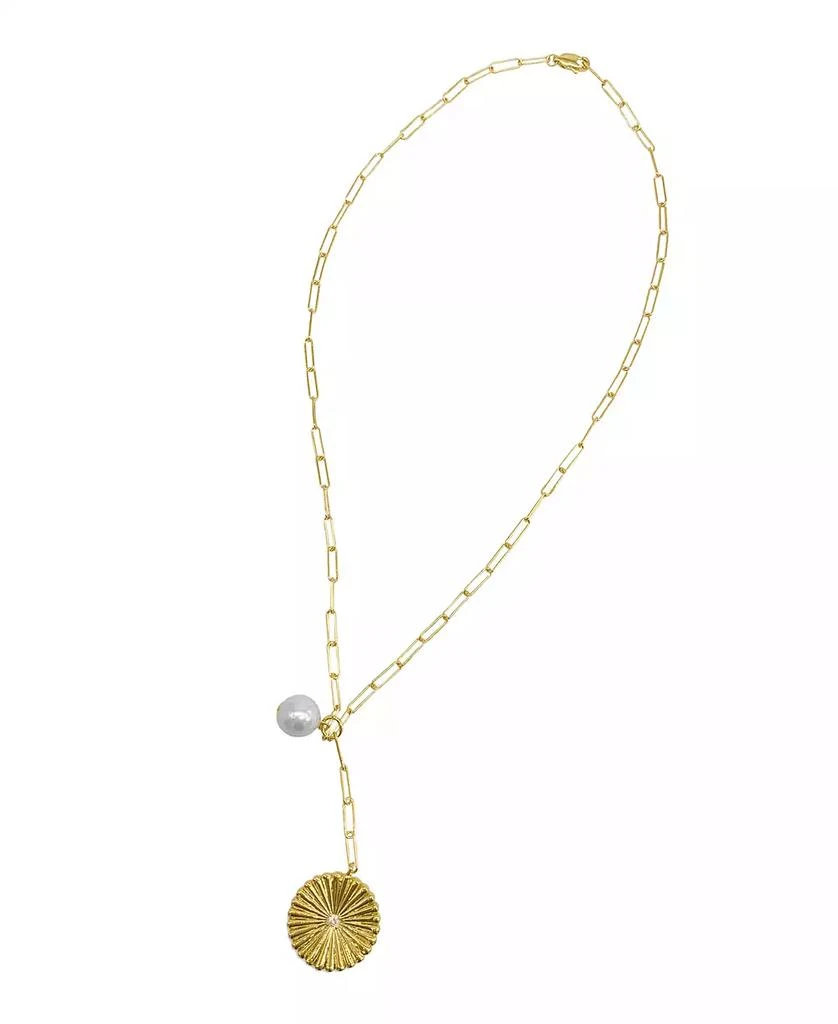 商品ADORNIA|Sunburst Pendant Y- Necklace with Pearl Drop,价格¥147,第2张图片详细描述