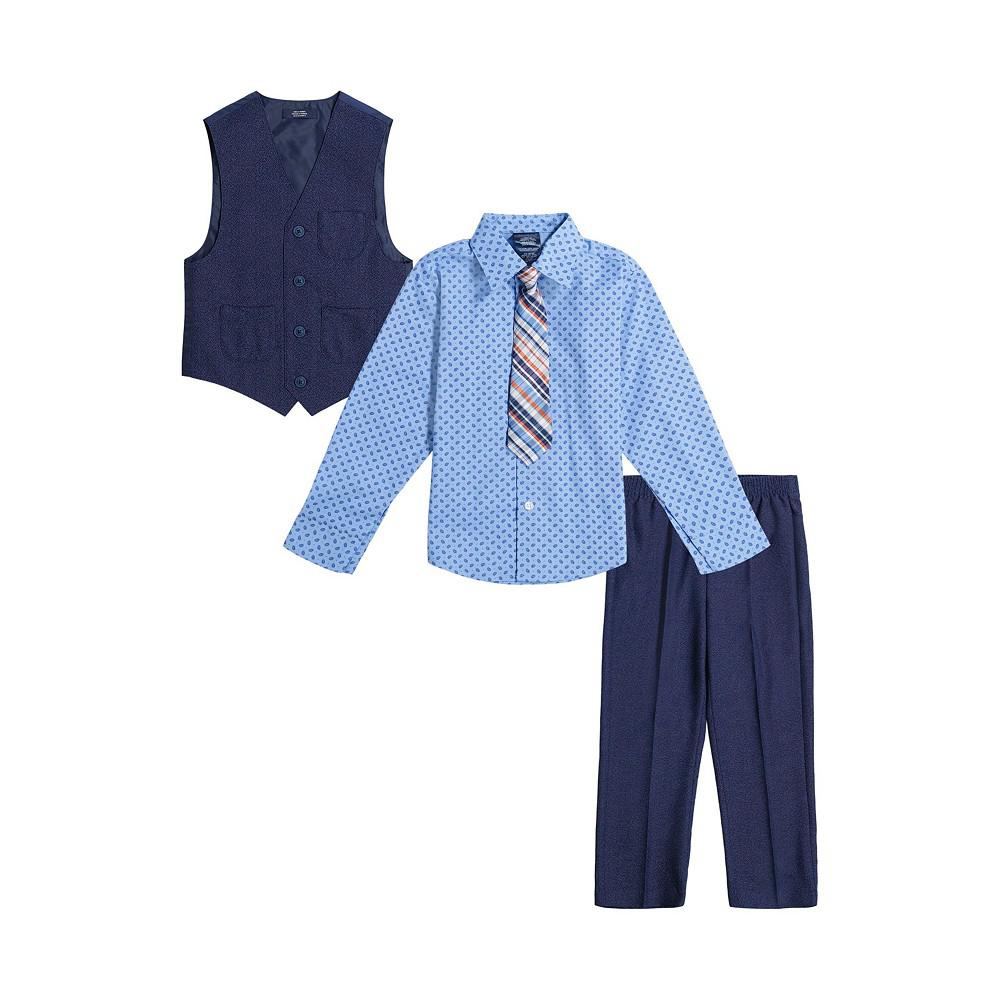Little Boys Long Sleeve Twist Texture Vest Set, 4 Piece商品第1张图片规格展示