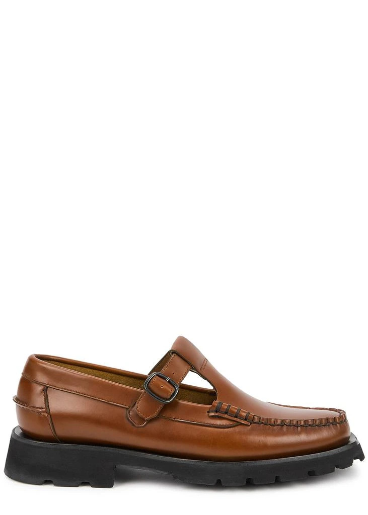 商品Hereu|Alber Sport brown leather T-bar loafers,价格¥3163,第1张图片