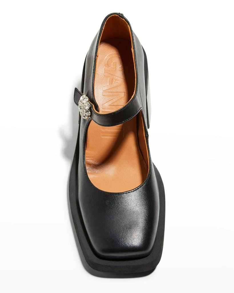 商品Ganni|Calfskin Mary Jane Square-Toe Pumps,价格¥1284,第3张图片详细描述