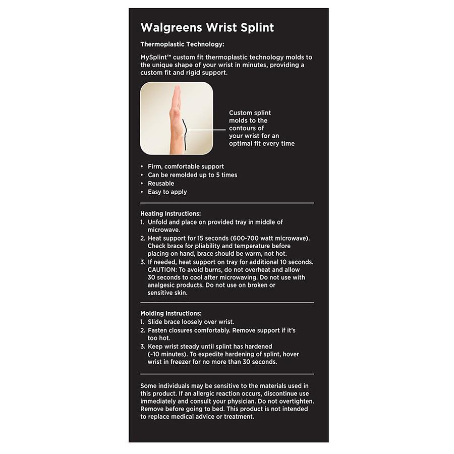 商品Walgreens|Wrist Splint with MySplint Custom Fit Technology One Size,价格¥245,第4张图片详细描述