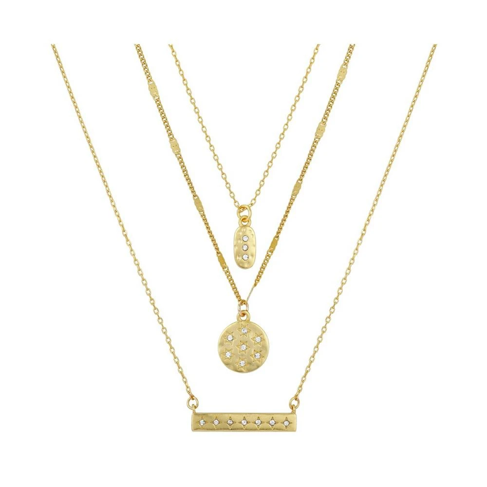 商品Unwritten|14K Gold Flash-Plated 3-Pieces Matte Finish Genuine Crystal Celestial Layered Pendants Set,价格¥232,第1张图片