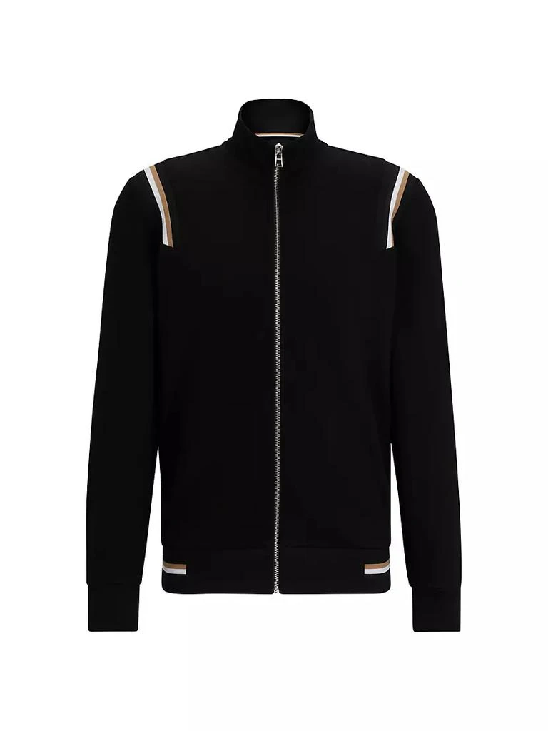 商品Hugo Boss|Zip-Up Sweatshirt with Signature-Stripe Trims,价格¥1681,第1张图片