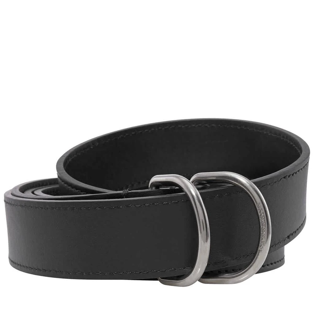 商品Burberry|Burberry Black Leather Double D-ring Belt, Brand Size 100CM,价格¥576,第1张图片