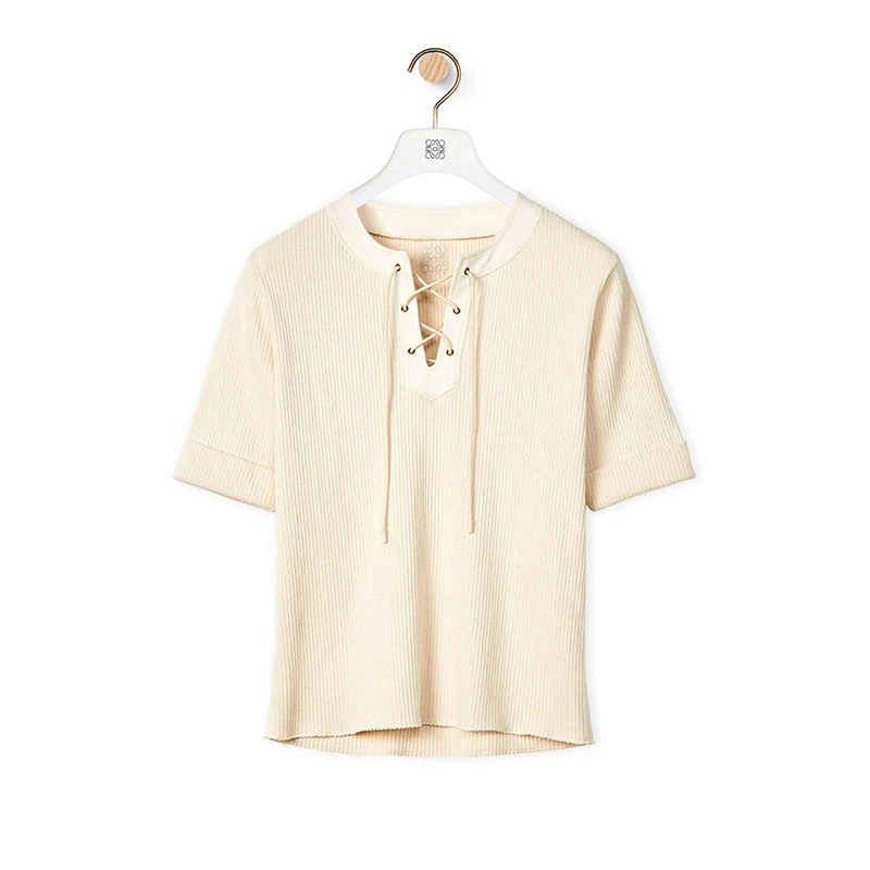 商品Loewe|【预售3-7天】LOEWE/罗意威 22年春夏新款 男士淡褐色纯棉系带短袖T恤H616Y22J03-2370,价格¥4838,第4张图片详细描述