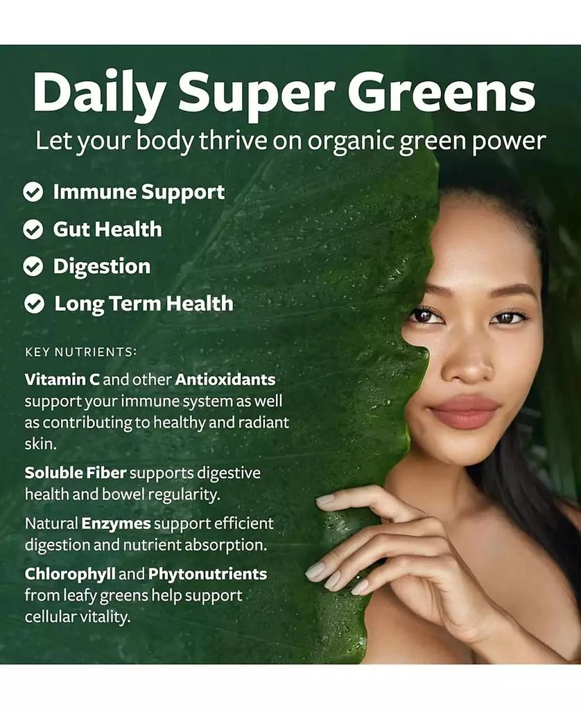 商品Healths Harmony|Organic Super Greens Tablets, Complete Superfood Supplement for Super Antioxidants, Energy, Gut Health, and Immune Support, Health's Harmony, 60ct,价格¥116,第2张图片详细描述